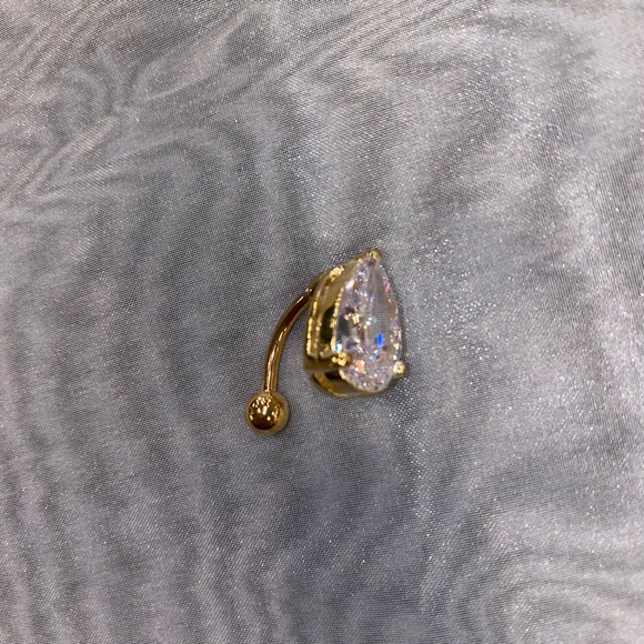 Gold Jeweled Belly Button Ring - Picture 4 of 4